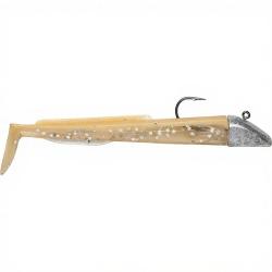 Leurre souple POWERLINE Sand eel mont&eacute; 13cm 35g Marron pale/Ventre translucide paillet&eacute;