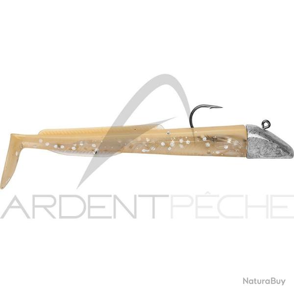 Leurre souple POWERLINE Sand eel mont� 13cm 35g Marron pale/Ventre translucide paillet�