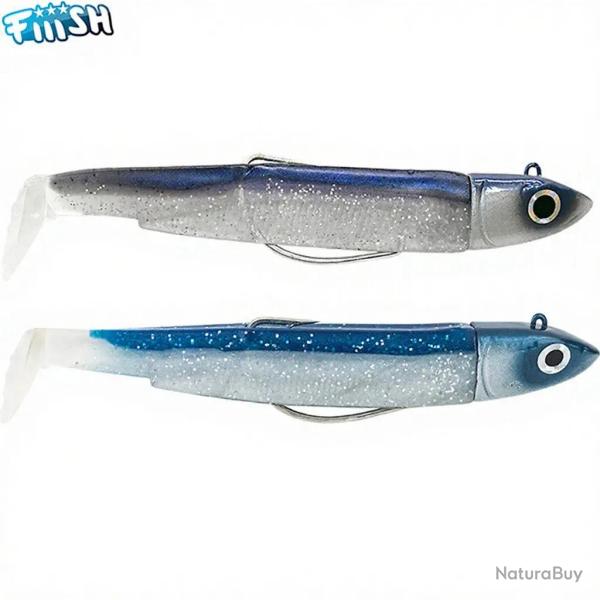Leurre souple FIIISH Black minnow double combo 90 Off shore / 10g / Blue Electric blue - BM3011
