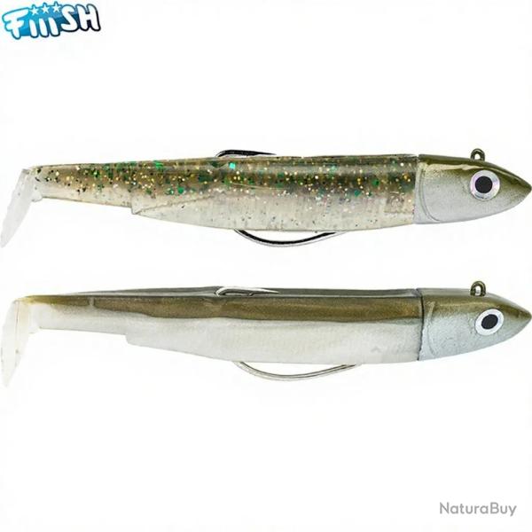 Leurre souple FIIISH Black minnow double combo 90 Off shore / 10g / Khaki Ghost minnow - BM3012