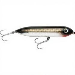 Poisson nageur HEDDON Super spook Jr mini 02 Chrom&eacute; dos noir
