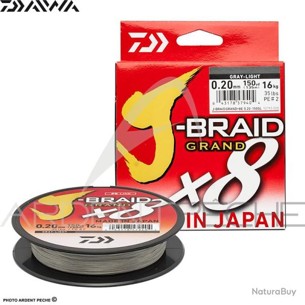Tresse DAIWA J Braid Grand X8 grise 135m PE0.6 (� 0.06mm)