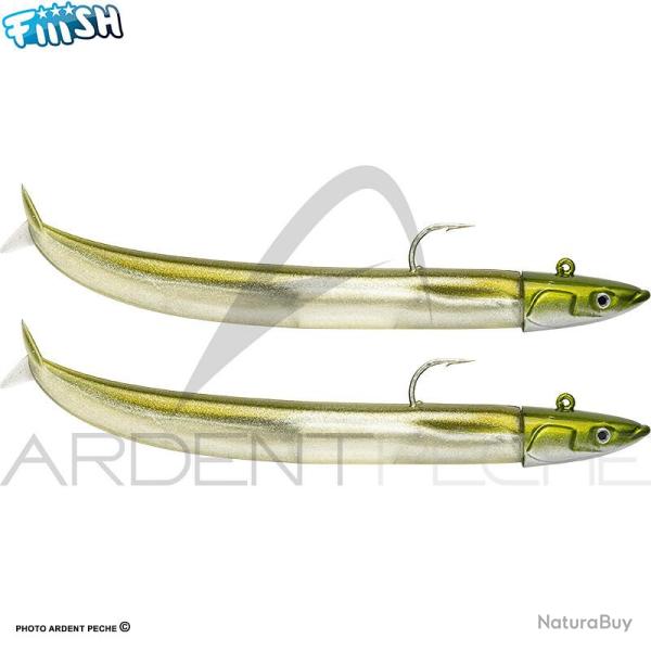 Leurre souple FIIISH Crazy sand eel Double combo 100 Off shore / 10g / Kaki - CSE800