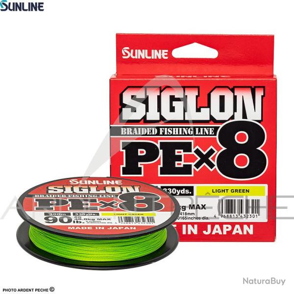 Tresse SUNLINE Siglon braid 8X Tuna vert clair 300m PE3 (0.296mm)
