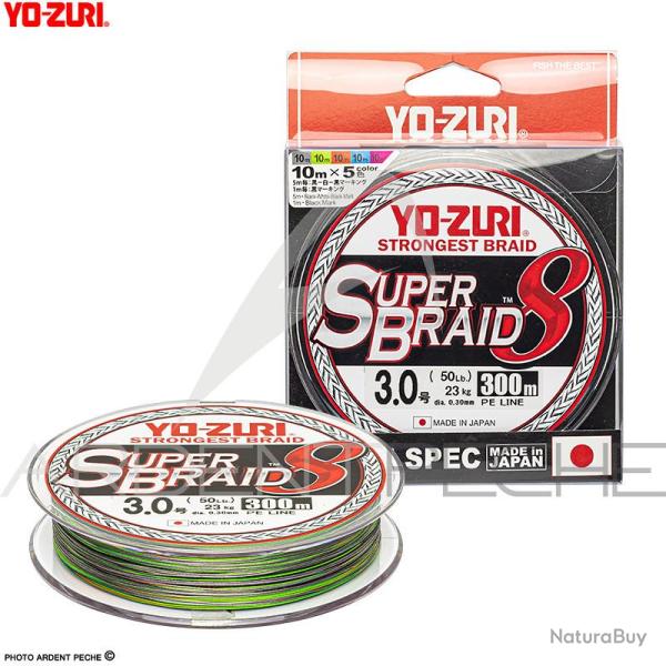 Tresse YO ZURI Superbraid 8X Multicolore 300m � 0.34mm / PE4