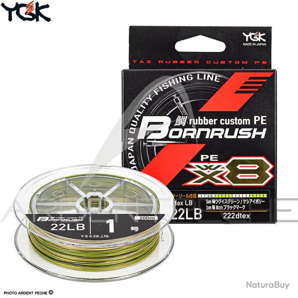 Tresse YGK Bornrush WX8 PE Rubber custom 200m PE1