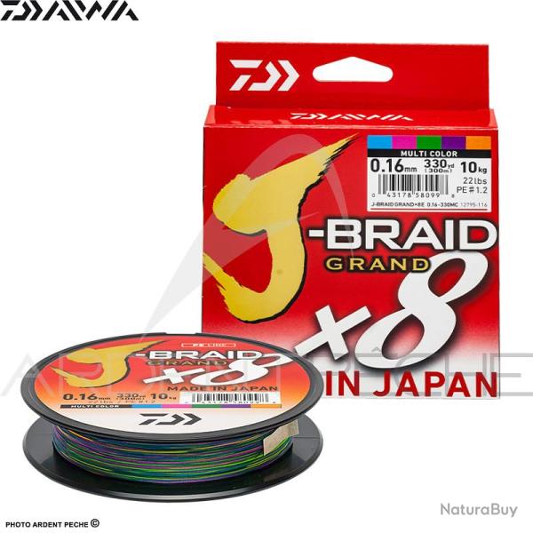Tresse DAIWA J Braid Grand X8 multicolore 500m PE6 (� 0.35mm)