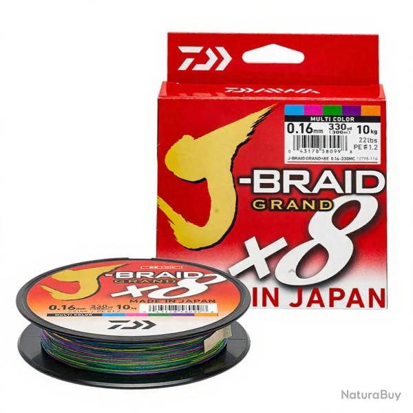 Tresse DAIWA J Braid Grand X8 multicolore 500m PE6 (� 0.35mm)