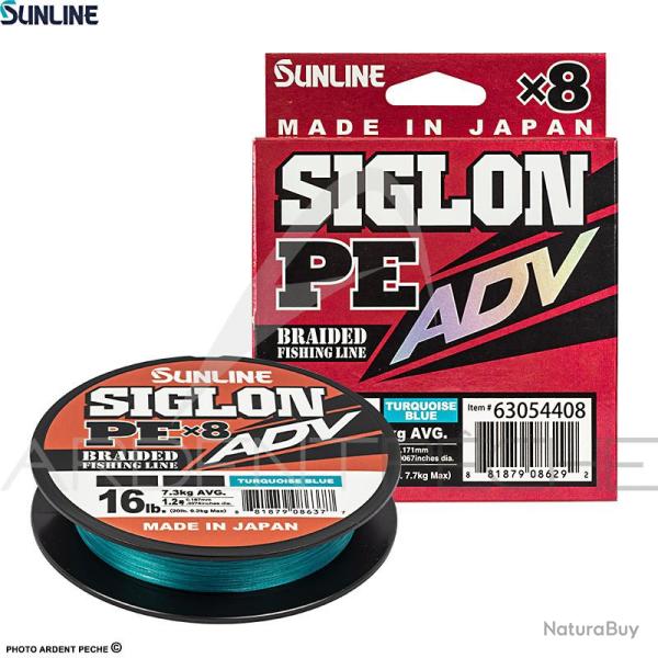 Tresse SUNLINE Siglon braid PE ADV 8X Bleu turquoise 300m PE2 (0.242mm)