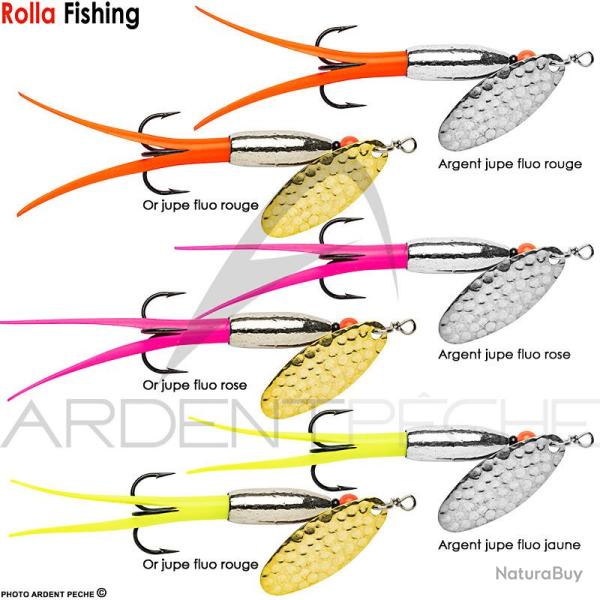 Cuiller ROLLA Silver bullet palette martel�e 11g Or jupe fluo jaune