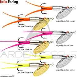 Cuiller ROLLA Silver bullet palette martel&eacute;e 11g Or jupe fluo rouge