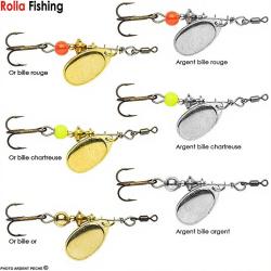 Cuiller ROLLA Truite palette fran&ccedil;aise n&deg;0 Argent bille rouge