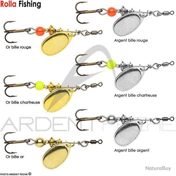 Cuiller ROLLA Truite palette fran�aise n�0 Argent bille rouge