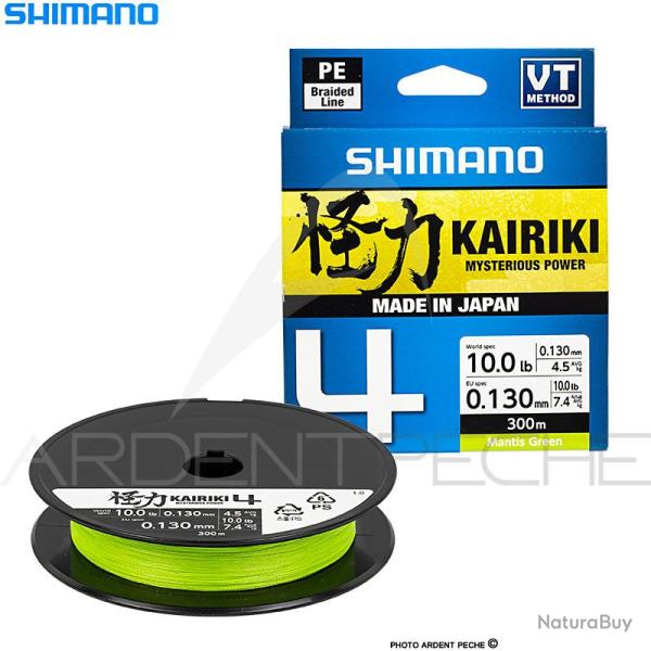 Tresse SHIMANO Kairiki 4 Mantis green 300m � 0.16mm