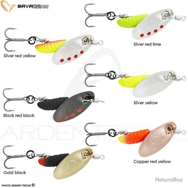 Cuiller tournante SAVAGE GEAR Grub spinner Silver red yellow 3.8g