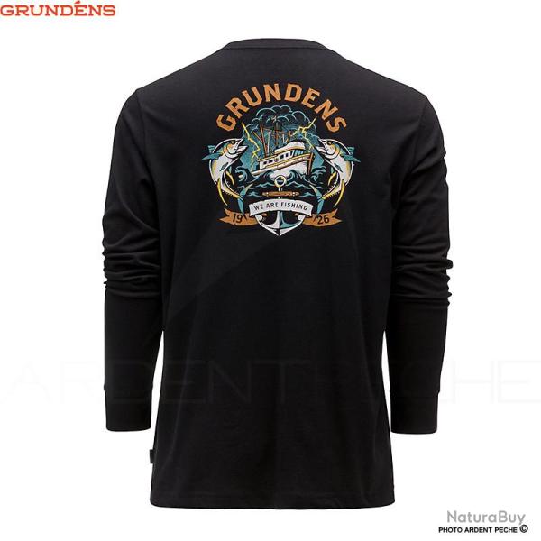 T Shirt GRUNDENS Tuna tattoo LS Black