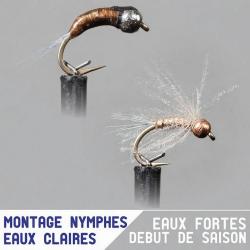 Montage nymphe GARBOLINO Eaux fortes profondes / eaux claires Set x4