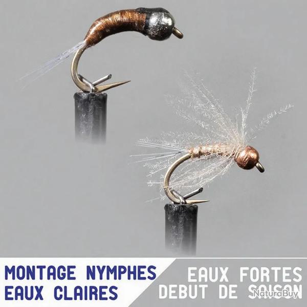 Montage nymphe GARBOLINO Eaux fortes profondes / eaux claires Set x4