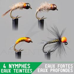 Montage nymphe GARBOLINO Eaux fortes profondes / eaux teint&eacute;es Set x4
