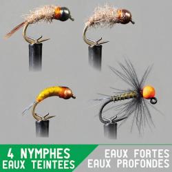 Montage nymphe GARBOLINO Eaux fortes profondes / eaux teint&eacute;es Set x4