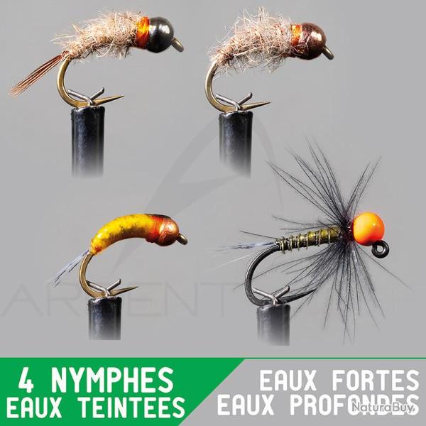 Montage nymphe GARBOLINO Eaux fortes profondes / eaux teint�es Set x4