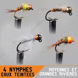 Montage nymphe GARBOLINO Moyennes et grandes rivi&egrave;res / eaux teint&eacute;es Set x4