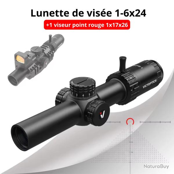 Lunette de Vise S6 1-6x24 SFP - Rticule MIL Grav, clairage Rouge/Vert, Zoom 6x, Champ Large