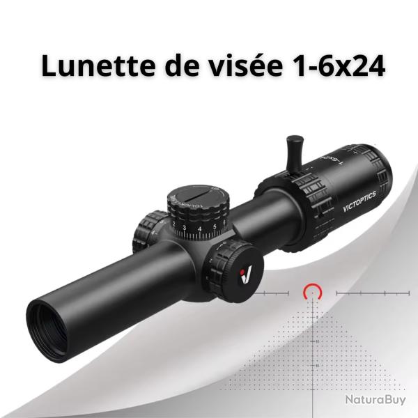 Lunette de Vise S6 1-6x24 SFP - Rticule MIL Grav, clairage Rouge/Vert, Zoom 6x, Champ Large AR15