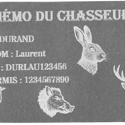 M&eacute;mo Chasseur Argent&eacute; en aluminium grav&eacute; au laser (Recto)