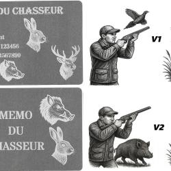 M&eacute;mo Chasseur Argent&eacute; en aluminium grav&eacute; au laser (Recto / Verso)