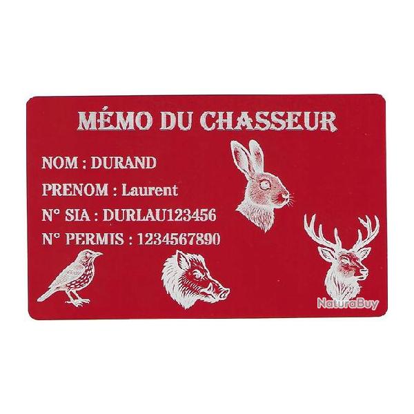 M�mo Chasseur rouge en aluminium grav� au laser (Recto)