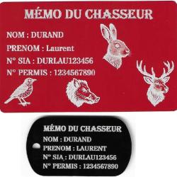 M&eacute;mo Chasseur rouge + Port&eacute; cl&eacute; TAG militaire en aluminium grav&eacute; au laser (Recto)