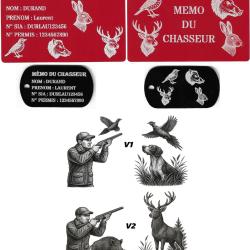 M&eacute;mo Chasseur rouge + Port&eacute; cl&eacute; TAG militaire en aluminium grav&eacute; au laser (Recto / Verso)
