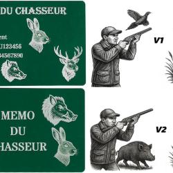 M&eacute;mo Chasseur vert en aluminium grav&eacute; au laser (Recto / Verso)