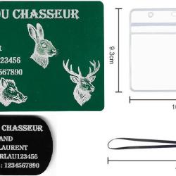 M&eacute;mo Chasseur vert + Port&eacute; cl&eacute; TAG militaire en aluminium grav&eacute; au laser (Recto) + Porte badge tour