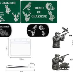 M&eacute;mo Chasseur vert + Port&eacute; cl&eacute; TAG militaire en aluminium grav&eacute; au laser (R / V) + Porte badge tour