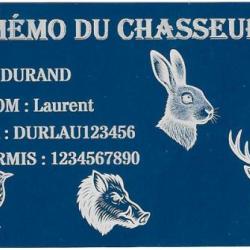 M&eacute;mo Chasseur bleu en aluminium grav&eacute; au laser (Recto)