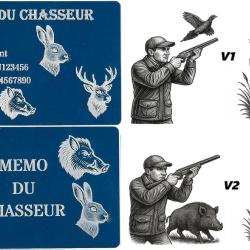 M&eacute;mo Chasseur bleu en aluminium grav&eacute; au laser (Recto / Verso)
