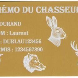 M&eacute;mo Chasseur dor&eacute; en aluminium grav&eacute; au laser (Recto)