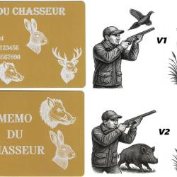 M&eacute;mo Chasseur dor&eacute; en aluminium grav&eacute; au laser (Recto / Verso)