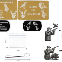 M&eacute;mo Chasseur dor&eacute; + Port&eacute; cl&eacute; TAG militaire en aluminium grav&eacute; au laser (R / V) + Porte badge tour