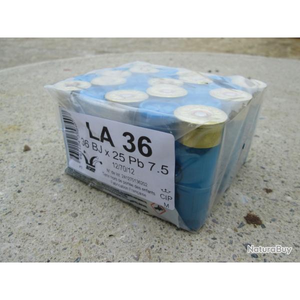 25 cartouches LA 36 cal 12/70 en 36 BJ pb 7.5 JOCKER