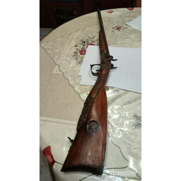 FUSIL A POUDRE NOIRE - A PISTON A 2 CANONS JUXTAPOSES