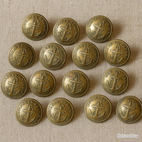 lot 15 boutons anciens Marine fran�aise "�quipages de la flotte"T.W & win Paris