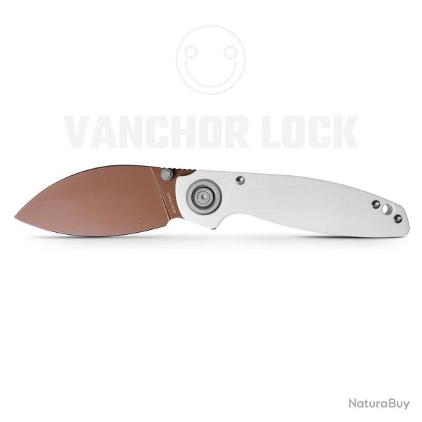 Couteau VOSTEED Shilin Cutter White Lame Acier 154CM Copper Dune Manche G10 Clip Vanchor VOSA2808