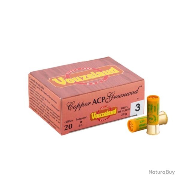 Cartouches Vouzelaud Copper ACP Greenwad Cal. 20/67 PB N3