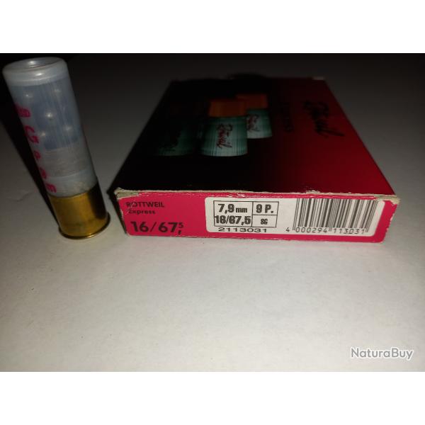 une boite de 10  chevrotines 9 grains Rottweil cal 16/ 67,5