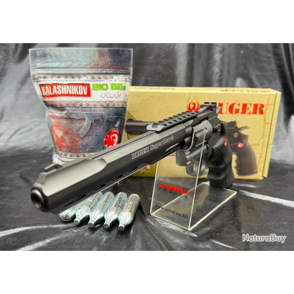 Pack "Pr�t � tirer" PISTOLET - "RUGER SUPERHAWK BLACK 8'' -Cal. BBS 6MM - CO2