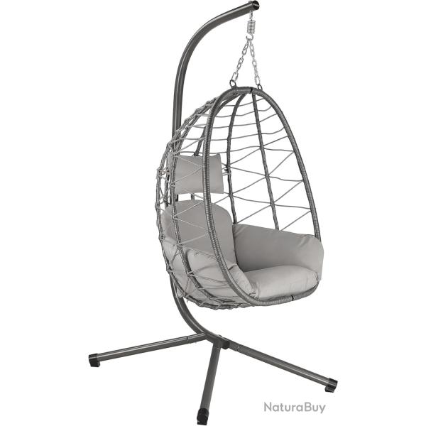 Fauteuil Suspendu en Osier Couleur Gris Balanoire Suspendue Intrieur Extrieur - Chaise  Oeufs