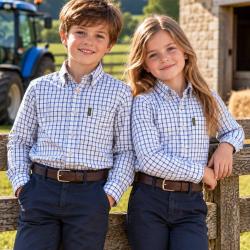 Chemise &agrave; carreaux  Tattersall pour enfant Bleu